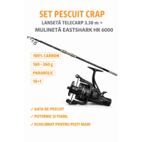 SET PESCUIT CRAP – LANSĂ TELESCOPICĂ TELECARP 3.30 m + MULINETĂ EASTSHARK HK 6000