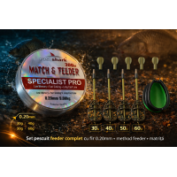 Set Pescuit Feeder Complet – Fir 0.20mm East Shark + Method Feeder 30g 40g 50g 60g + Matriță