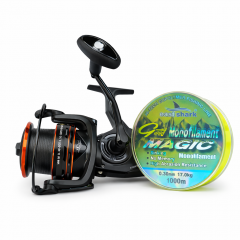 Set Pescuit Crap Somn–Mulineta 8000 Baitrunner Long Cast  Fir Monofilament Galben 0.30mm 1000m 17kg