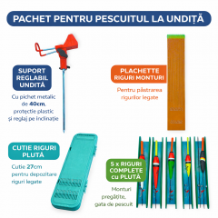Pachet Pescuit la Plută Suport Undiță 40cm Reglabil 5Linii Echipate Penar 40Ace Set Ace 20 Buc