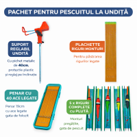 Pachet Pescuit la Plută Suport Undiță 40cm Reglabil 5Linii Echipate Penar 40Ace Set Ace 20 Buc