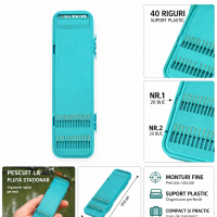 Pachet Pescuit la Plută Suport Undiță 40cm Reglabil 5Linii Echipate Penar 40Ace Set Ace 20 Buc