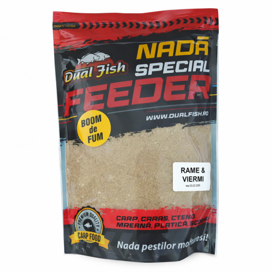 Nada feeder BOOM DE FUM Rame si Viermi 1kg Dual Fish fumigena atractie instant ciprinide