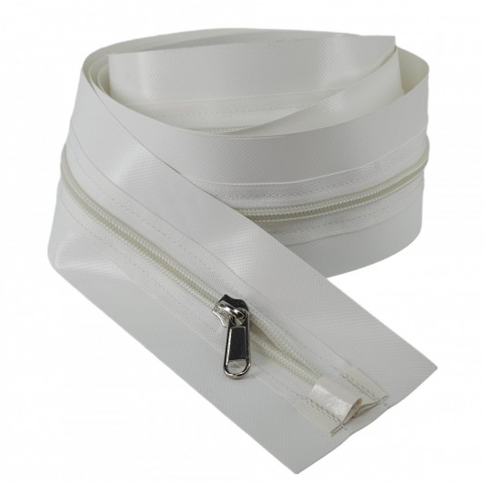 Fermoar pe Banda ALBA 10 cm x 2,25 metri, cursor metal, doi tragatori, pentru folia transparenta