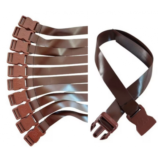 Set 10 Cureluse Maro cu Clips Trident 2,5 cmx 90 cm lungime reglabila prindere folie terasa