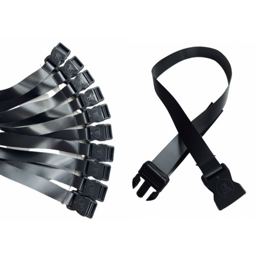 Set 10 Cureluse Negre cu Clips Trident 2,5cmx 90 cm lungime reglabila prindere folie terasa, ITALIKA