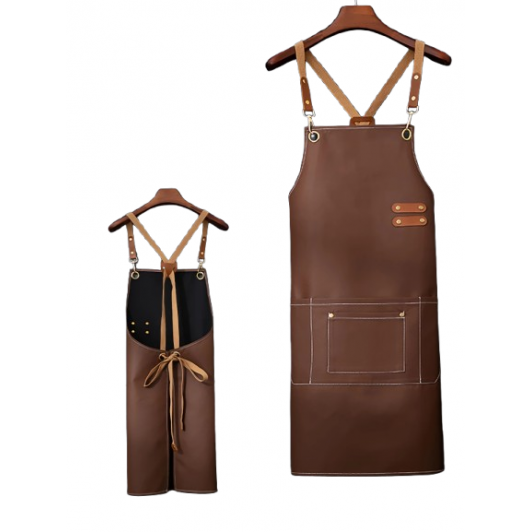 Sort maro unisex piele eco prinderi metalice carabine ocheti, barman, horeca ,bucatarie,cafenea