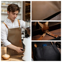 Sort maro unisex piele eco prinderi metalice carabine ocheti, barman, horeca ,bucatarie,cafenea