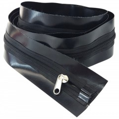 Fermoar pe Banda NEAGRA 10 cm x 2,0 metri, cursor metal, doi tragatori, pentru folia transparenta