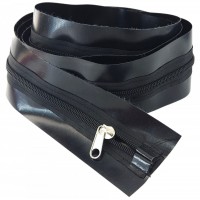 Fermoar pe Banda NEAGRA 10 cm x 2,0 metri, cursor metal, doi tragatori, pentru folia transparenta