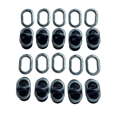 Set 10 Bride rotative NEGRE si 10 Capse OVALE 42mmx22mm închideri terase folie transparenta