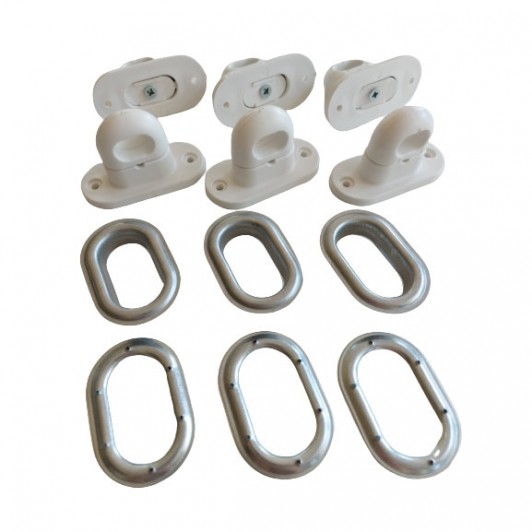 Set 10 Bride rotative ALBE si 10 Capse OVALE 42mmx22mm închideri terase folie transparenta