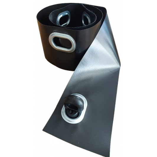 Banda NEGRU 10 cm x 30 mt cu 61 Capse Ovale MONTATE, ideala intarire margini Folie transparenta