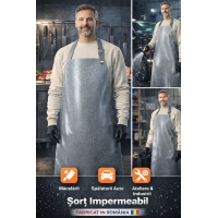 Sort Impermeabil pvc ALB inchidere clipsuri marime universala spalatorii auto, horeca, macelarii