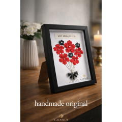 Cadou Personalizat cu mesajul tau TABLOU Handmade 3D cu flori colectia LOVE FLOWERS