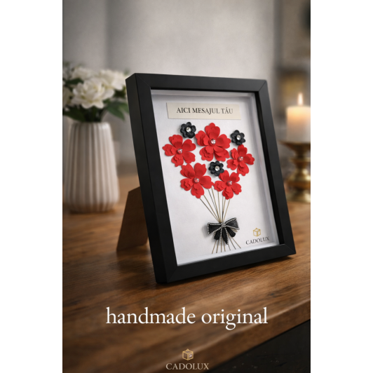 Cadou Personalizat cu mesajul tau TABLOU Handmade 3D cu flori colectia LOVE FLOWERS