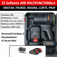 Suflantă de Aer Multifunctionala cu Geanta inclusa 48 V 2 Acumulatori 3000mAh Gratar, Frunze, Praf