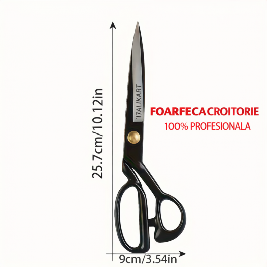 1 Foarfeca Profesionala Neagra in cutie pentru Croitorie confectii textile, prelate si pielarie