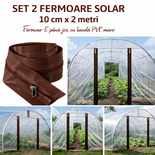 Set 2 Fermoare AUTOADEZIVE SERE si SOLARII 10 cm latimex2 metri lungime cursor metal cu 2 tragatori