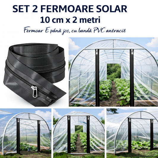 Set 2 Fermoare AUTOADEZIVE SERE si SOLARII 10 cm latimex2 metri lungime cursor metal cu 2 tragatori