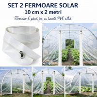 Set 2 Fermoare AUTOADEZIVE SERE si SOLARII 10 cm latimex2 metri lungime cursor metal cu 2 tragatori
