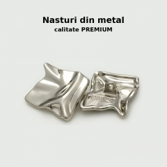 SET 5 Nasturi METAL ARGINTII  2,5 cm x 2,5 cm  forma Patrata colectia WAVES