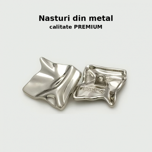SET 5 Nasturi METAL ARGINTII  2,5 cm x 2,5 cm  forma Patrata colectia WAVES