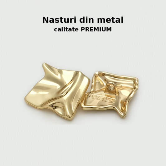 SET 5 Nasturi METAL AURII 2,5 cm x 2,5 cm  forma Patrata colectia WAVES