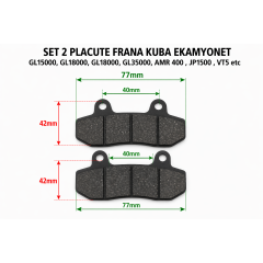 SET 2 Placute de FRANA compatibile KUBA EKAMYONET, GL15000, GL18000, GL35000, AMR400, JP1500,VT5