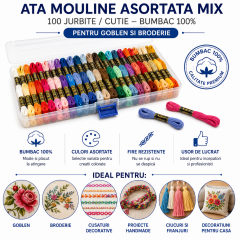 Ata MOULINE GOBLEN si BRODERIE Asortata Mix 100 Jurbite/Cutie – Bumbac 100% Ata MOULINE GOBLEN si BRODERIE Asortata Mix 100 Jurbite/Cutie – Bumbac 100%
