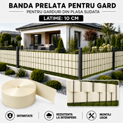 Banda CREM PVC latime 19 cm x 30 Metri TRATATA ANTI UV protectie GARD tip panou bordurat ,ITALIKA
