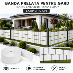 Banda ALB PVC latime 19 cm x 30 Metri TRATATA ANTI UV protectie GARD tip panou bordurat ,ITALIKA