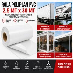 Rola POLIPLAN ALBA Prelata 2,5 metri x 30 metri, 75 mp 650 gr/ m2