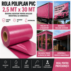 Rola POLIPLAN ROZ INCHIS Prelata 2,5 metri x 30 metri, 75 mp 650 gr/ m2