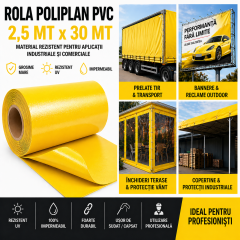 Rola POLIPLAN GALBEN Prelata 2,5 metri x 30 metri, 75 mp 650 gr/ m2