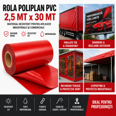 Rola POLIPLAN ROSU Prelata 2,5 metri x 30 metri, 75 mp 650 gr/ m2