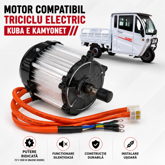 Motor compatibil Triciclu Electric Kuba EKAMYONET putere 72V 1000 W (MAXIM 3000W) Motor compatibil Triciclu Electric Kuba EKAMYONET putere 72V 1000 W (MAXIM 3000W)