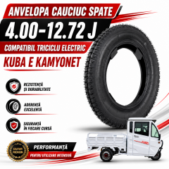1 ANVELOPA Cauciuc SPATE 4.00-12 72 J compatibil triciclu electric KUBA E KAMYONET