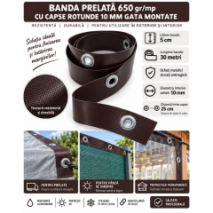 Banda MARO Intaritura 5 cm x30 metri cu 120 Capse Rotunde Antirugina 10 mm interior Gata Montate