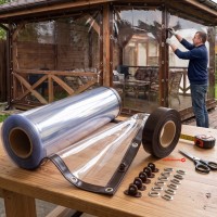 Folie transparenta CRISTAL 1,37 metri x 30 metri lungime, 0,8 mm grosime rola, închidere terase