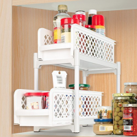 Etajera plastic cu 2 rafturi culisante