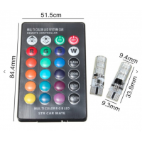 Set 2 becuri LED auto RGB cu telecomanda