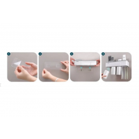 Dozator pasta de dinti cu suport magnetic pentru 3 pahare, 6 periute si suport telefon mobil