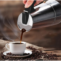 Espressor pentru Aragaz 6 Cesti, Inox, 300 ml , Argintiu