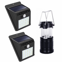 Set 2 lampi solare + Felinar Led Panou Solar si functie de Baterie externa