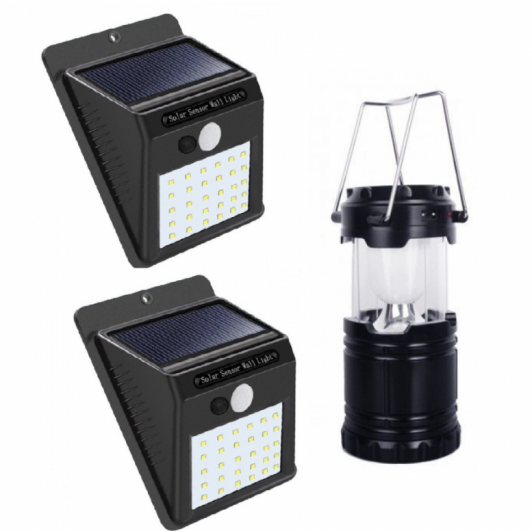 Set 2 lampi solare + Felinar Led Panou Solar si functie de Baterie externa