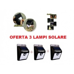 Set 3 lampi cu LED – incarcare solara si senzor de miscare