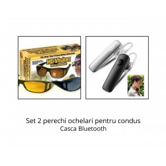 Pachet promo: Ochelari pentru condus + Casca Bluetooth