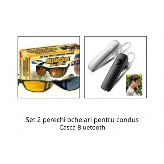 Pachet promo: Ochelari pentru condus + Casca Bluetooth