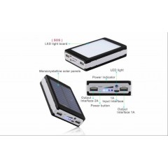 Baterie externa 20000 mAh cu incarcare solara si lanterna 20 LED